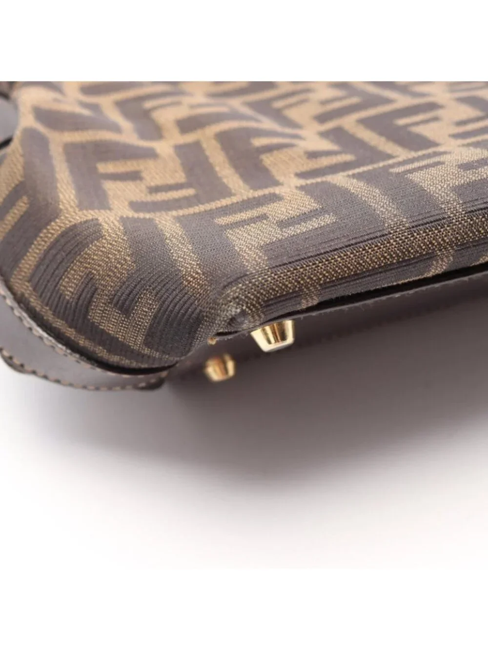 Fendi Tote Zucca Black Brown Canvas Leather